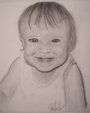 Pencil drawing of a toddler